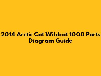 2014 Arctic Cat Wildcat 1000 Parts Diagram Guide