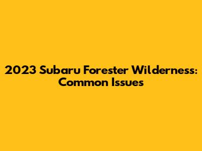 2023 Subaru Forester Wilderness: Common Issues