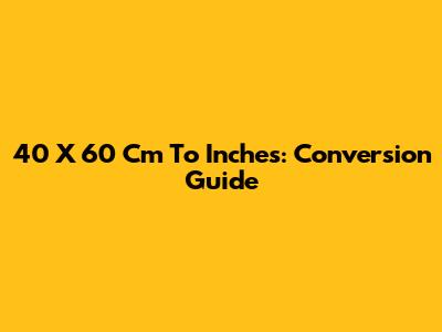 40 X 60 Cm To Inches: Conversion Guide