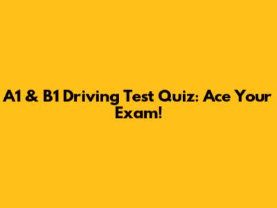 A1 & B1 Driving Test Quiz: Ace Your Exam!