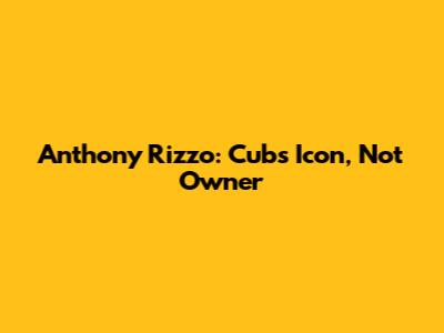Anthony Rizzo: Cubs Icon, Not Owner