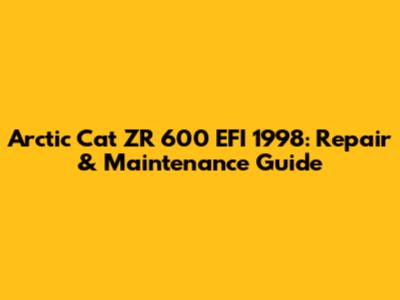 Arctic Cat ZR 600 EFI 1998: Repair & Maintenance Guide