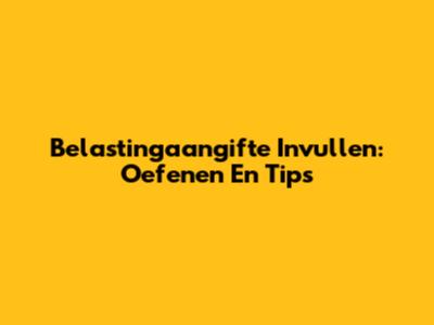 Belastingaangifte Invullen: Oefenen En Tips
