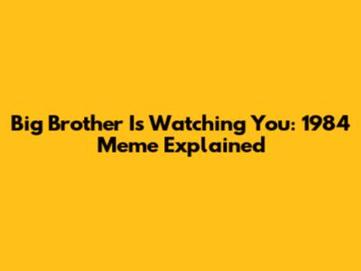Big Brother Is Watching You: 1984 Meme Explained