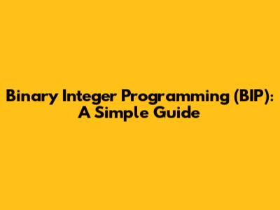 Binary Integer Programming (BIP): A Simple Guide