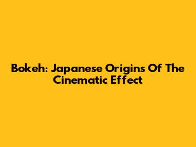Bokeh: Japanese Origins Of The Cinematic Effect