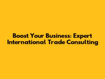Boost Your Business: Expert International Trade Consulting