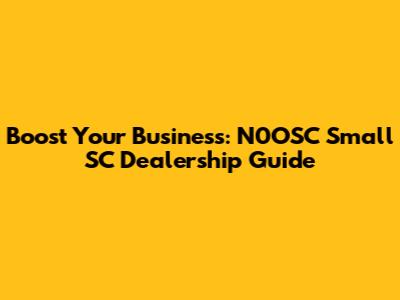 Boost Your Business: N0OSC Small SC Dealership Guide