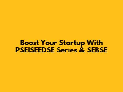 Boost Your Startup With PSEISEEDSE Series & SEBSE