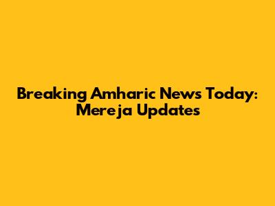 Breaking Amharic News Today: Mereja Updates