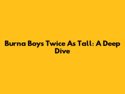Burna Boy's Twice As Tall: A Deep Dive