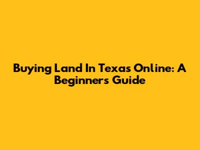 Buying Land In Texas Online: A Beginner's Guide