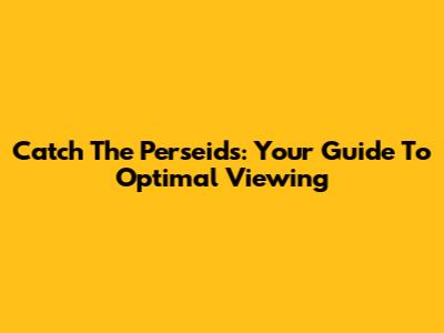 Catch The Perseids: Your Guide To Optimal Viewing