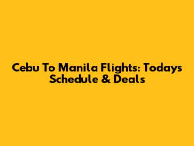 Cebu To Manila Flights: Today's Schedule & Deals