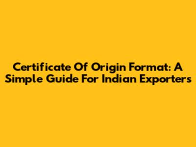 Certificate Of Origin Format: A Simple Guide For Indian Exporters