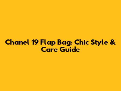 Chanel 19 Flap Bag: Chic Style & Care Guide