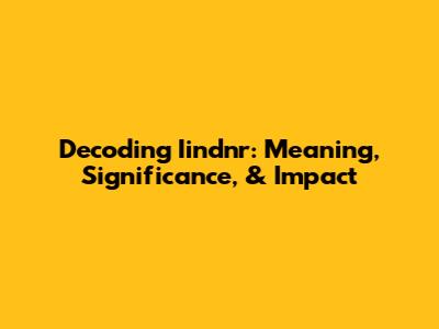Decoding Iindnr: Meaning, Significance, & Impact