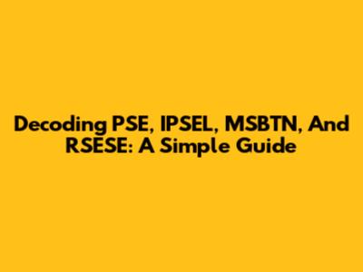 Decoding PSE, IPSEL, MSBTN, And RSESE: A Simple Guide