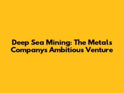Deep Sea Mining: The Metals Company's Ambitious Venture