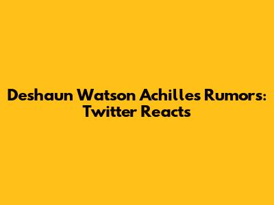 Deshaun Watson Achilles Rumors: Twitter Reacts