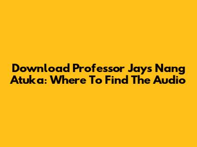 Download Professor Jay's 'Nang Atuka': Where To Find The Audio
