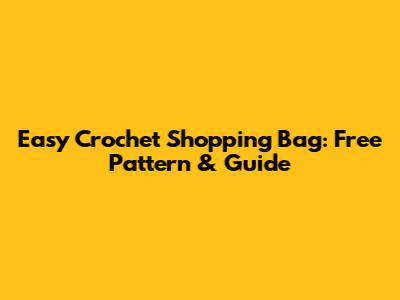 Easy Crochet Shopping Bag: Free Pattern & Guide