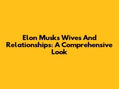 Elon Musk's Wives And Relationships: A Comprehensive Look