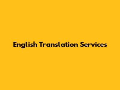 English Translation Services