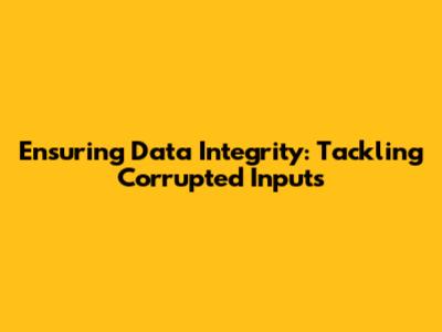 Ensuring Data Integrity: Tackling Corrupted Inputs