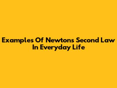 Examples Of Newton's Second Law In Everyday Life