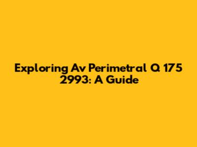 Exploring Av Perimetral Q 175 2993: A Guide