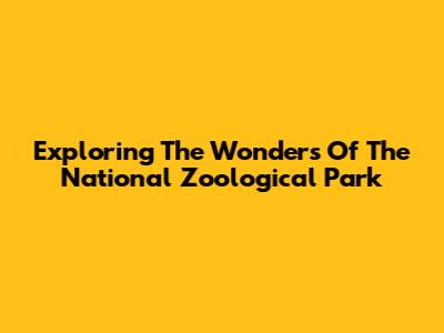 Exploring The Wonders Of The National Zoological Park