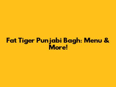 Fat Tiger Punjabi Bagh: Menu & More!