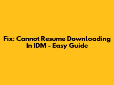 Fix: Cannot Resume Downloading In IDM - Easy Guide