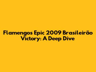 Flamengo's Epic 2009 Brasileirão Victory: A Deep Dive