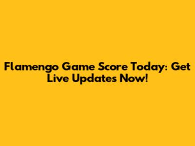 Flamengo Game Score Today: Get Live Updates Now!