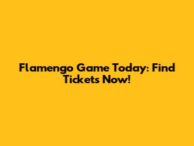 Flamengo Game Today: Find Tickets Now!