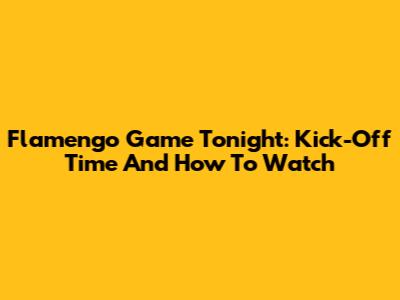 Flamengo Game Tonight: Kick-Off Time And How To Watch
