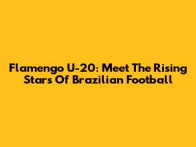Flamengo U-20: Meet The Rising Stars Of Brazilian Football