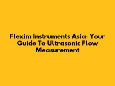 Flexim Instruments Asia: Your Guide To Ultrasonic Flow Measurement