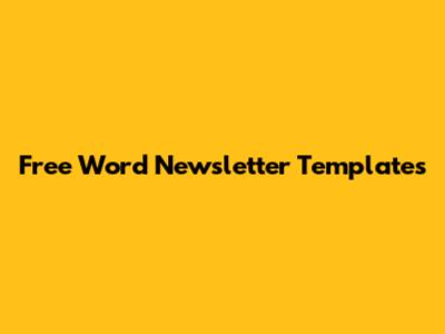 Free Word Newsletter Templates