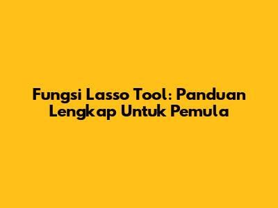 Fungsi Lasso Tool: Panduan Lengkap Untuk Pemula