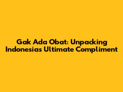 Gak Ada Obat: Unpacking Indonesia's Ultimate Compliment