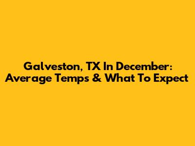 Galveston, TX In December: Average Temps & What To Expect
