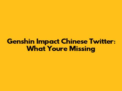 Genshin Impact Chinese Twitter: What You're Missing