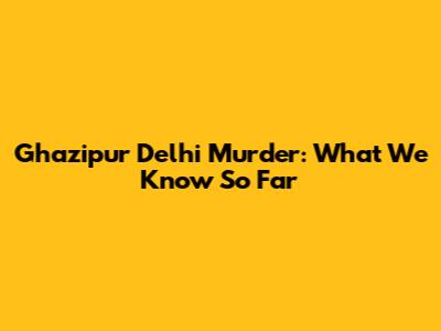 Ghazipur Delhi Murder: What We Know So Far