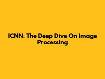 ICNN: The Deep Dive On Image Processing
