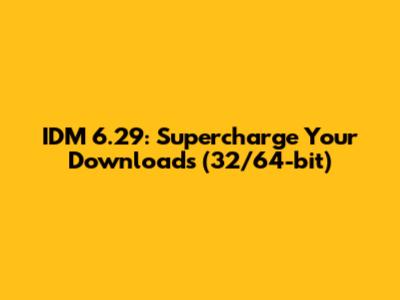 IDM 6.29: Supercharge Your Downloads (32/64-bit)