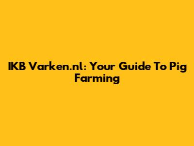 IKB Varken.nl: Your Guide To Pig Farming