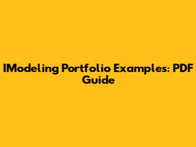 IModeling Portfolio Examples: PDF Guide